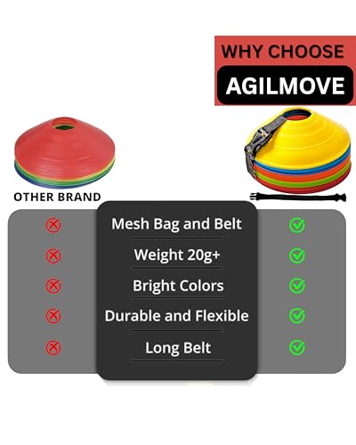 Agility Soccer Cones Set of 25 - Durable Training Equipment with Mesh Bag
