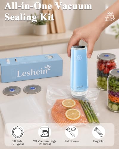 Leshein Blue Compact Food Vacuum Sealer with UV Light, Fast Seal