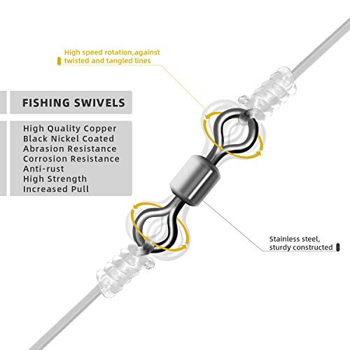 Micro Fishing Swivels, Stainless Steel Ball Bearing Connector - 30lb Black
