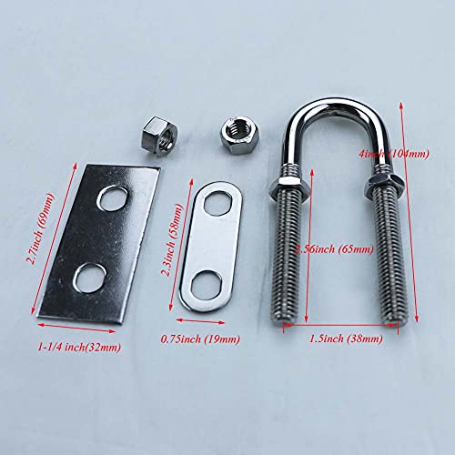 Stainless Steel Marine Bow Eye Tie Down U Bolt - 4 Inch, 2 Pack