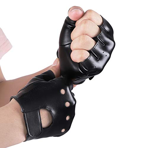 Kids PU Leather Fingerless Gloves - Black Cycling & Outdoor Sports