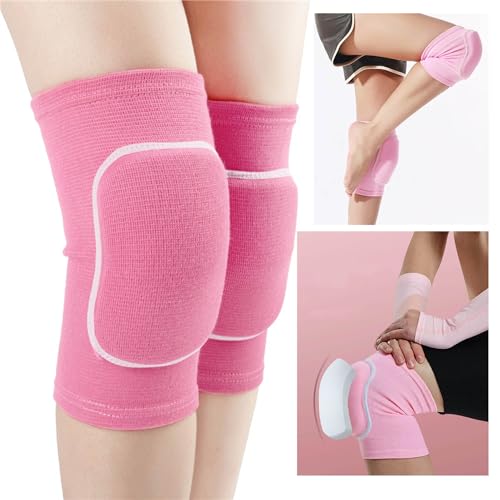 Dance Knee Pads for Women - Medium Pink, Soft Elastic Support