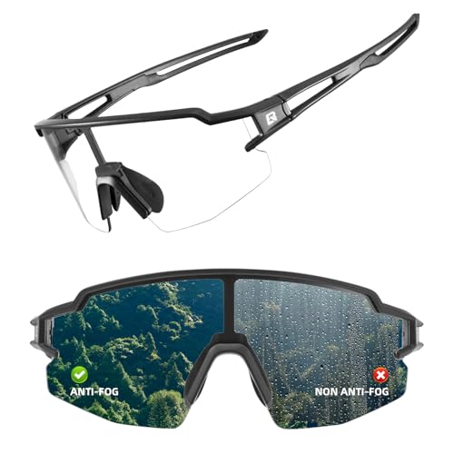 Photochromic Sports Sunglasses - Anti-Fog UV400 Goggles with Myopia Frame - Black