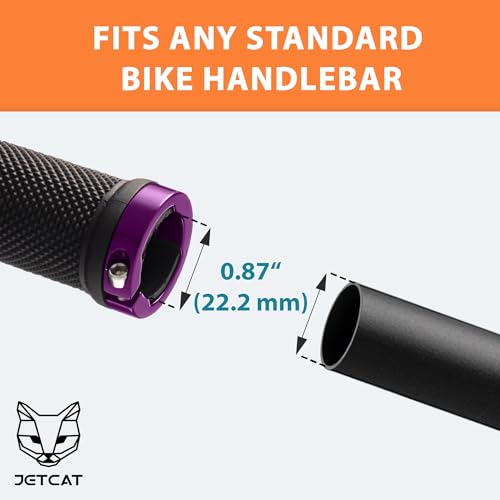 Ergonomic Bike Handlebar Grips - 130mm Round - Black & Purple