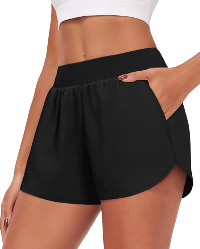 3'' Athletic Workout Running Shorts for Women - Black, Medium