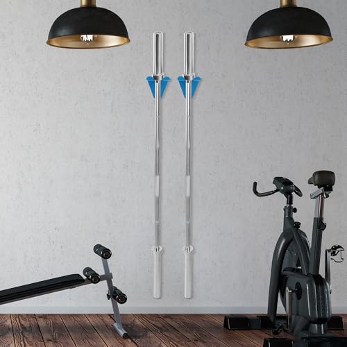 Wall-Mounted Gym Organizer Rack - Resistance Band & Barbell Storage - Blue