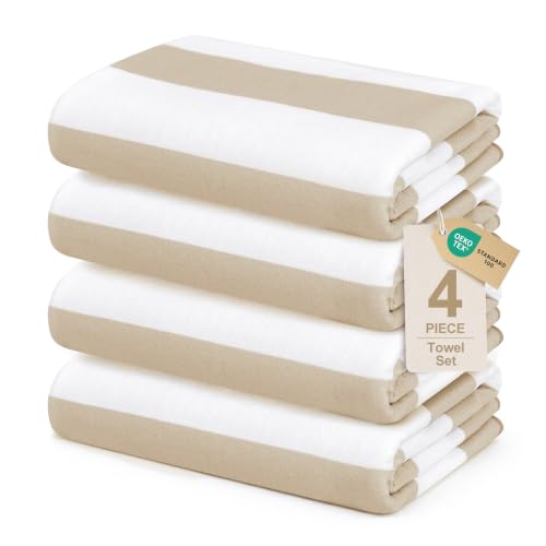Touchat Microfiber Beach Towels 30x60 Inches Set of 4 - Coffee Variant