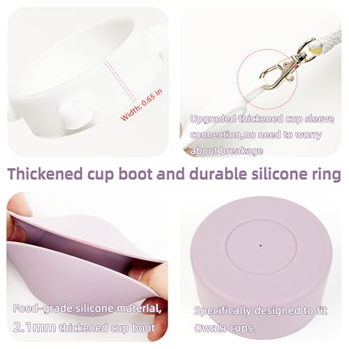 Silicone Protective Boot Set with Handle Strap for 32 oz Bottles - Pom-Pom Purple