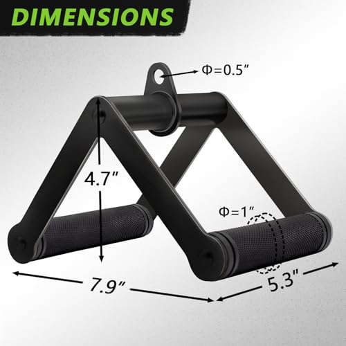 Double D Row Handle Cable Attachment - Steel with Non-Slip Grip