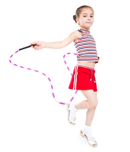7-Foot Beaded Jump Rope - Weighted Segmented Fitness Rope - Blue & White
