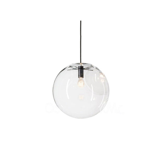 H XD GLOBAL E27 Industrial Clear Glass Globe Shade Pendant Lighting Modern Kitchen LOFT Hanging Light Lamp (25cm)