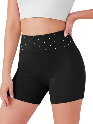 Girls High Waisted Yoga Dance Shorts - 9-10 Years, Black