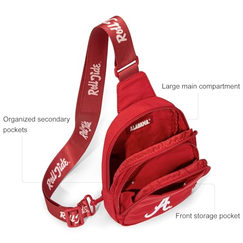 Alabama Sling Bag - Quilted Crossbody Travel Bag - Al-Red