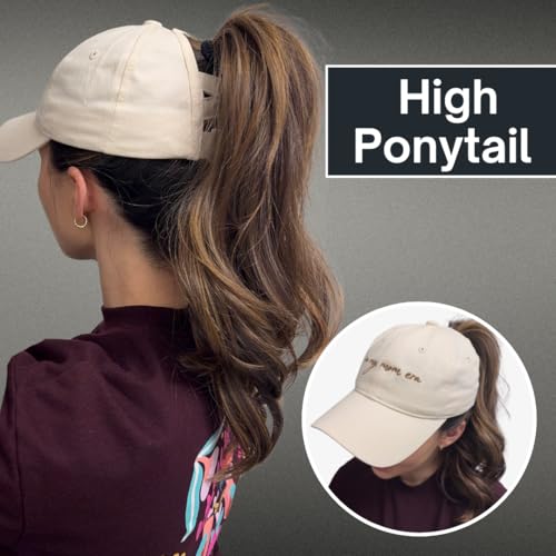 GIFTGET My Mom Era Beige Ponytail Baseball Cap - Casual Dad Hat for Women