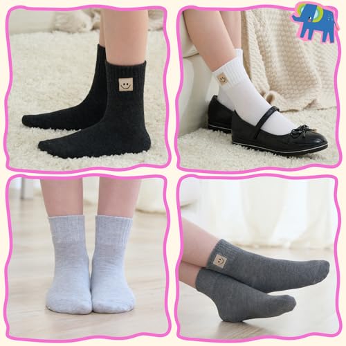 Saracat X-Large-XX-Large 6 Pairs Multicolor Cotton Ankle Socks for Girls, Athletic & Cute