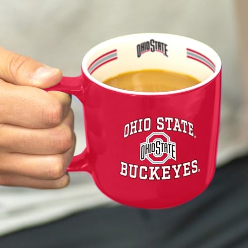 15oz NCAA Ohio State Buckeyes Ceramic Mug - Team Stripes, Dishwasher Safe