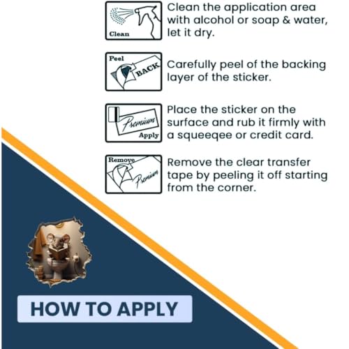 3D Mouse on Toilet Reading Book Wall Decal Sticker, Size 5 inches