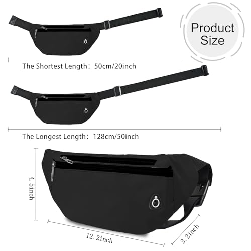 Water-Resistant Fanny Pack for Travel & Hiking - Black