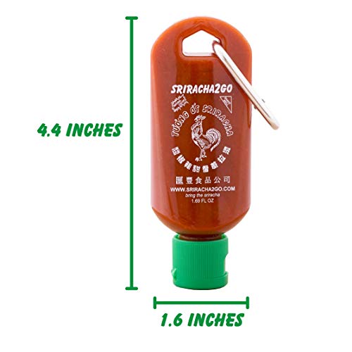 Sriracha2Go 3-Pack Reusable BPA-Free Stainless Steel Leak-Proof Sauce Containers with Carabiner, 1.69 Fl Oz