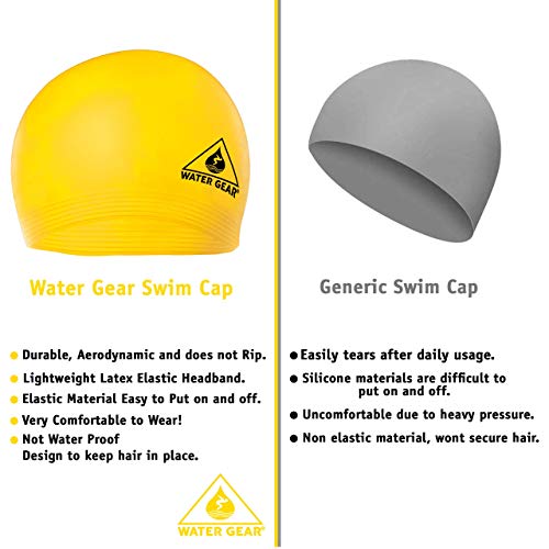 Latex Swim Cap for Long Hair - Durable Unisex Adult Swimming Gear - Yellow