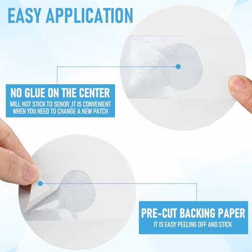 Geiserailie 30 Pcs Dexcom G7 Adhesive Patches, Blue Bow, Pre-Cut Waterproof Skin-Friendly