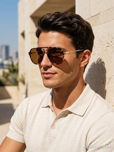 Aviator Sunglasses for Men & Women - UV400 Retro Shades - Tortoise Brown