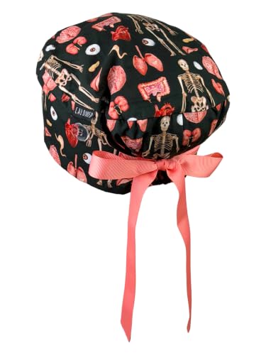 Euro Style Scrub Cap for Women & Men with Ribbon Ties and Buttons - Head Cover for Long or Short Hair