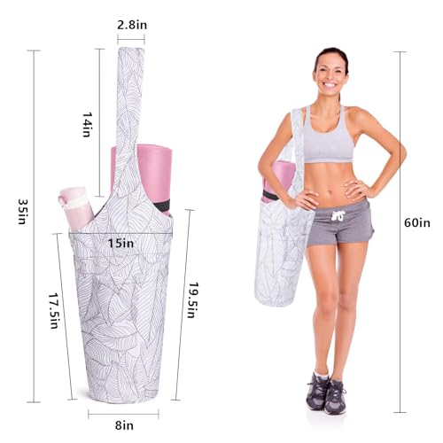 Yoga Mat Bag for Women - Large Pocket, Shoulder Strap, White