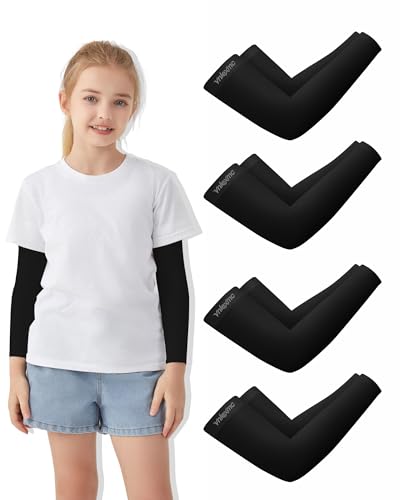 Kids & Teens Arm Sleeves - Cooling UV Sun Protection - Black