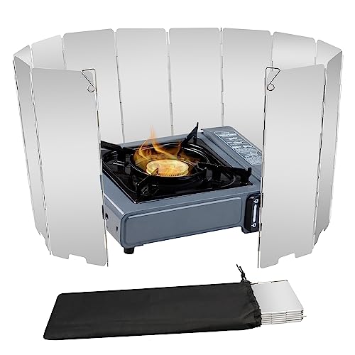 Aluminum Stove Windshield with 12 Removable Plates & Drawstring Bag