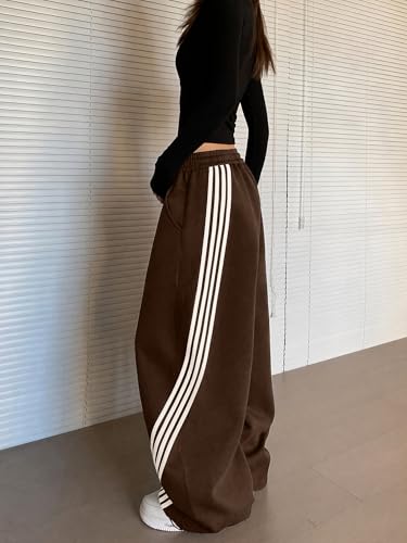 EMMIOL Women’s Y2K Baggy Barrel Striped Sweatpants High Waisted Wide