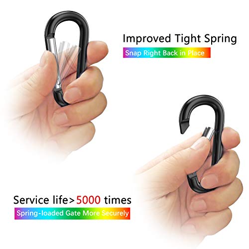 3" Aluminum Carabiner Clips - Black, Set of 10