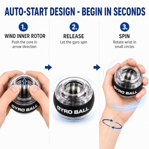 Auto-Start Gyro Ball Hand Exerciser with Color-Changing LED