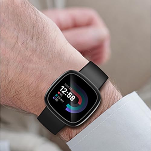 TPU Case for Fitbit Sense 2 & Versa 4 - 2 Pack Screen Protector (Black/Black)