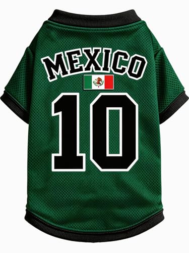 Dog Soccer Jersey - Breathable Summer Pet Shirt - Mexico, Large