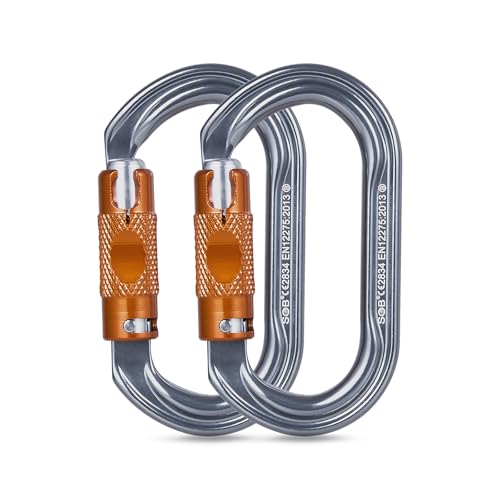 2pcs Heavy Duty Carabiner Clips 27KN Auto Locking Climbing Hooks, Industrial Strength Aluminum