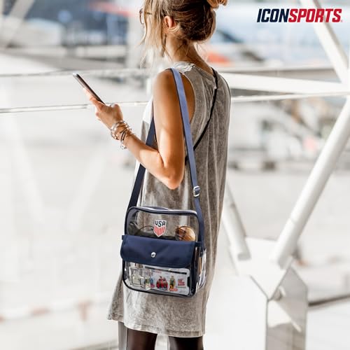 U.S. Soccer Clear Crossbody Bag - Stadium Approved with Zipper & Side Pocket
