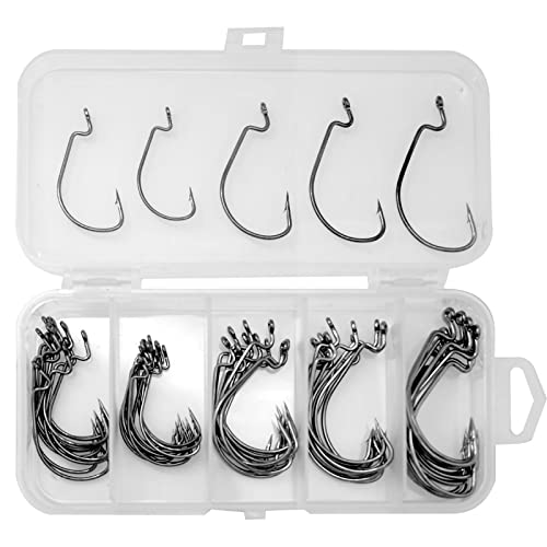 50PCS Fishing Hooks Set - Premium High Carbon Steel with Box