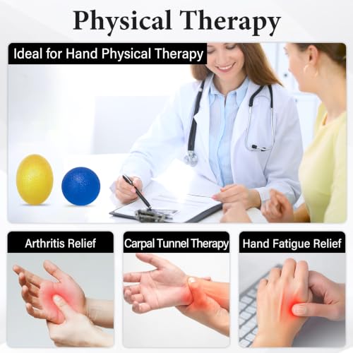 Hand Strengthening Stress Balls Set - 6 Resistance Levels, 1.7" - Red, Blue, Green, Orange, Yellow