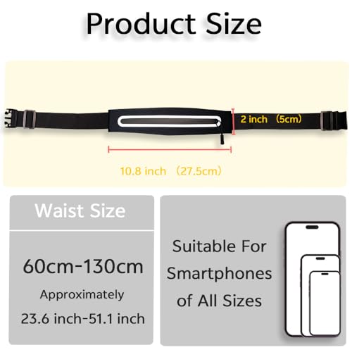 Slim Running Belt with Phone Holder - Water-Resistant Waist Pack - Black