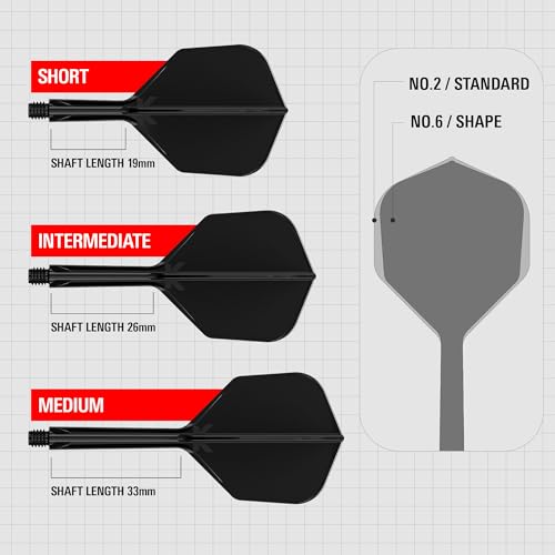 K-Flex Integrated Dart Flights & Shafts - Medium Black, 3-Pack