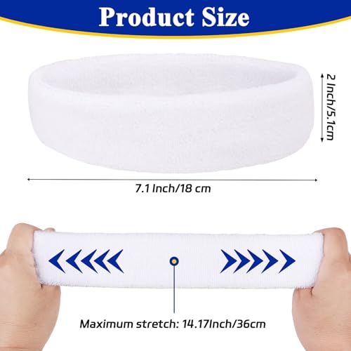 Moisture-Wicking Terry Cloth Sweatbands - White 3 Pcs