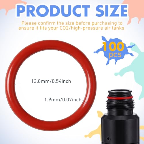 100-Pack Polyurethane O-Rings for CO2 Air Tanks - 13.8 x 1.9mm