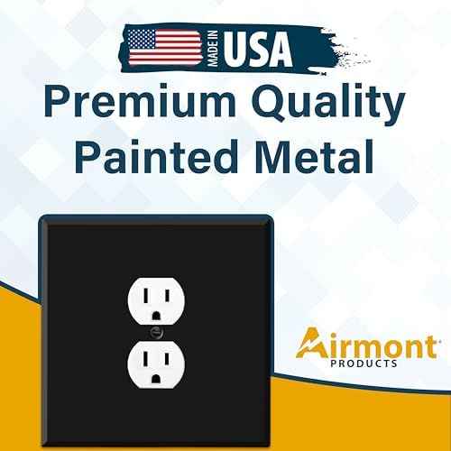 (2 Pack) Jumbo 2-Gang Duplex Outlet Cover Plate – Oversized 5.5"x5.5" Centered Receptacle Faceplate, Heavy-Duty Black Metal, Matte Finish, Screw Mount, Made in USA, Fits Standard Duplex Outlets
