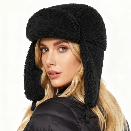 Faux Alpaca Wool Trapper Hat for Men & Women - Grey