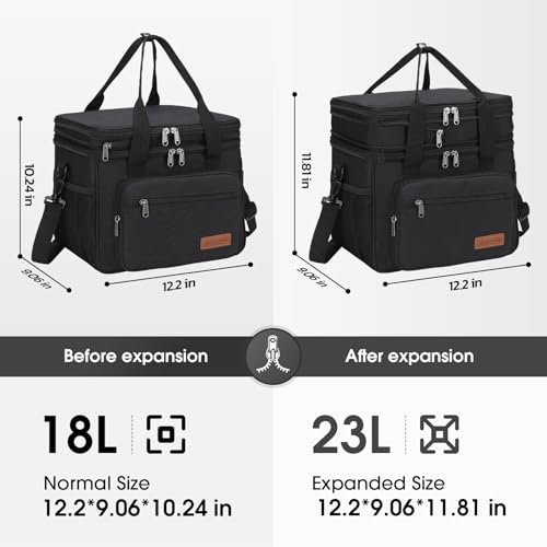 Insulated Expandable Lunch Box - 23L Cooler Bag with 16h Thermal Retention