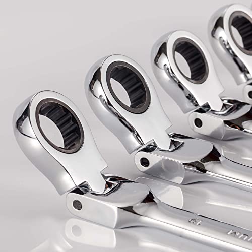 Qnkaa 12-Piece Metric Flexible Ratchet Wrench Set 8-19mm with 180° Flex Heads