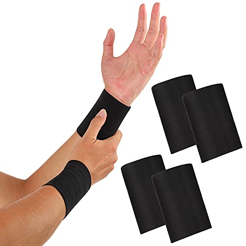 Compression Wrist Sleeves - 2 Pairs Elastic Support for Men & Women - Large