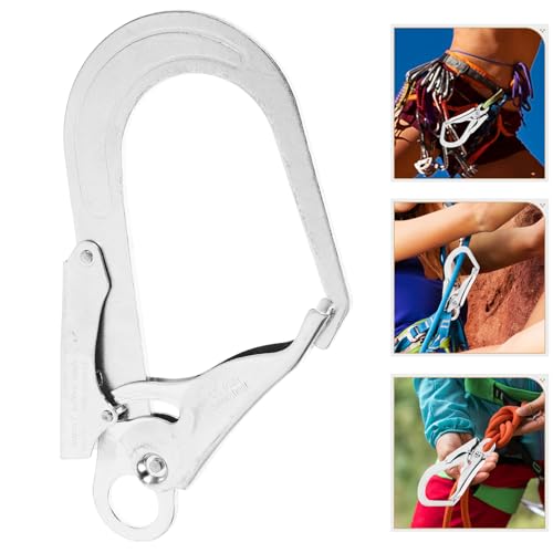 DOITOOL 2Pcs High Strength Alloy Steel Large Drop Forged Double Lock Rebar Snap Hook Safety Fall Protection Lanyard Hook Multifunctional Carabiners