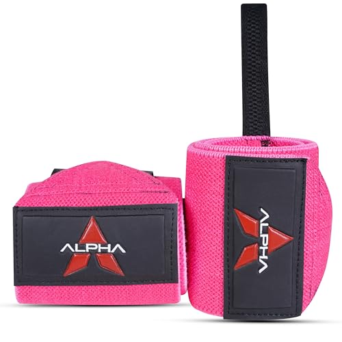Weightlifting Wrist Wraps - Adjustable & Durable for Gym - Pink